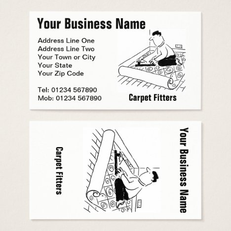 Carpet Fitting Services Cartoon Business Card