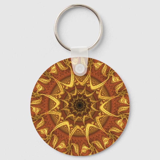 Carpet of the Sun Gold Mandala Pattern Keychain (Front)