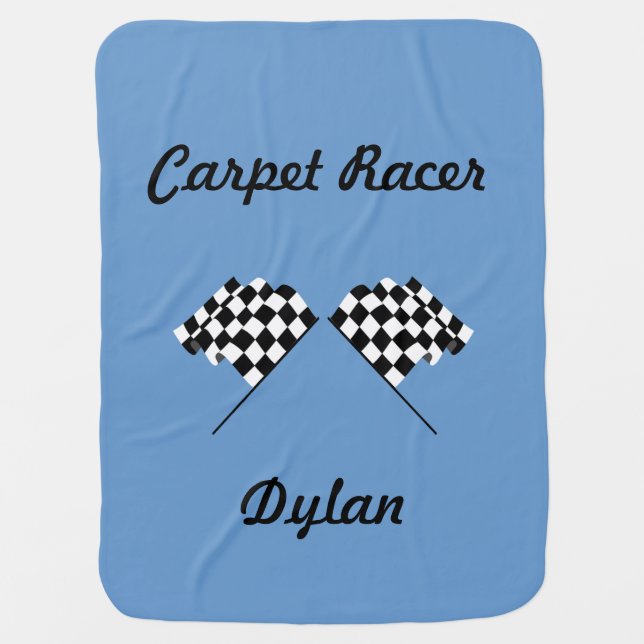 Carpet Racer Custom Name Baby Blanket (Front)