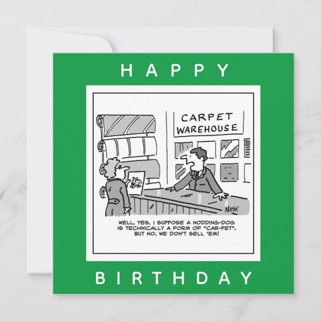 Carpet Showroom Doesn't Sell Nodding Dogs Cartoon Card (Front)