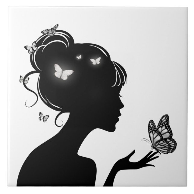 Carpet The White Butterfly Woman Ceramic Tile (Front)