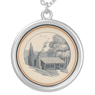 Carr China's WV State Parks Design: Log Cabin Silver Plated Necklace