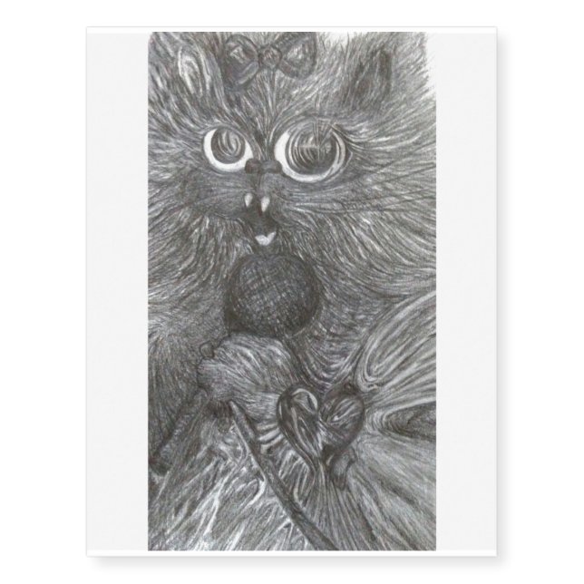 "Carrah, the Singin' Kitty" art by cfw Temporary Tattoos (Front)