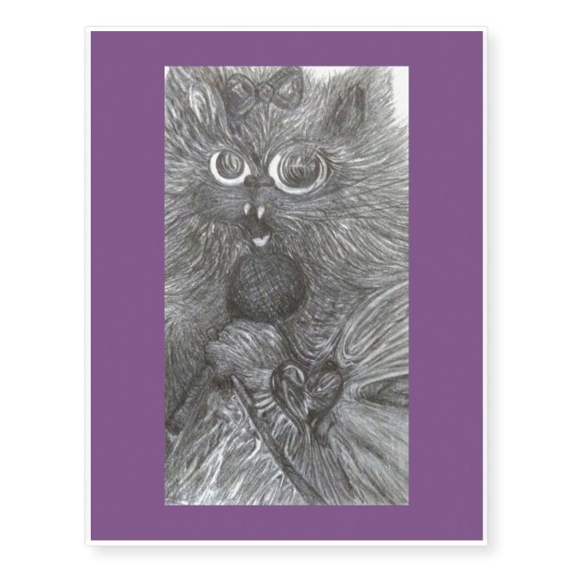 "Carrah, the Singin' Kitty" by Colleen Wallen Temporary Tattoos (Front)