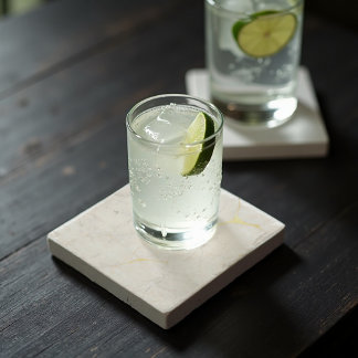 Carrara Gold Marble Abstract - Luxe Veins Stone Coaster