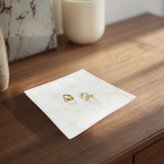 Carrara Gold Marble Abstract - Luxe Veins Trinket Tray