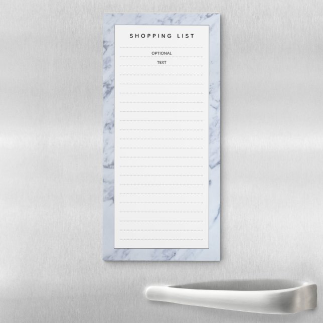 Carrara Marble Blank Grocery Shopping List Magnetic Notepad (In Situ)