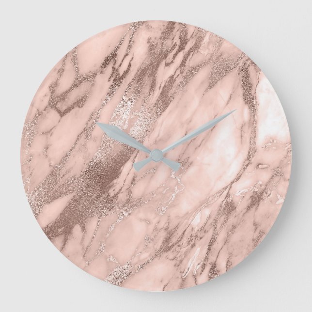 Carrara Marble Blush Skinny Powder Stone Large Clock (Front)