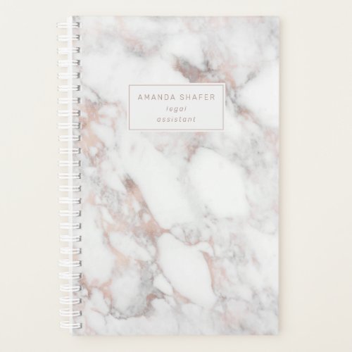 Carrara Marble Faux Rose Gold Name Badge Mini Planner