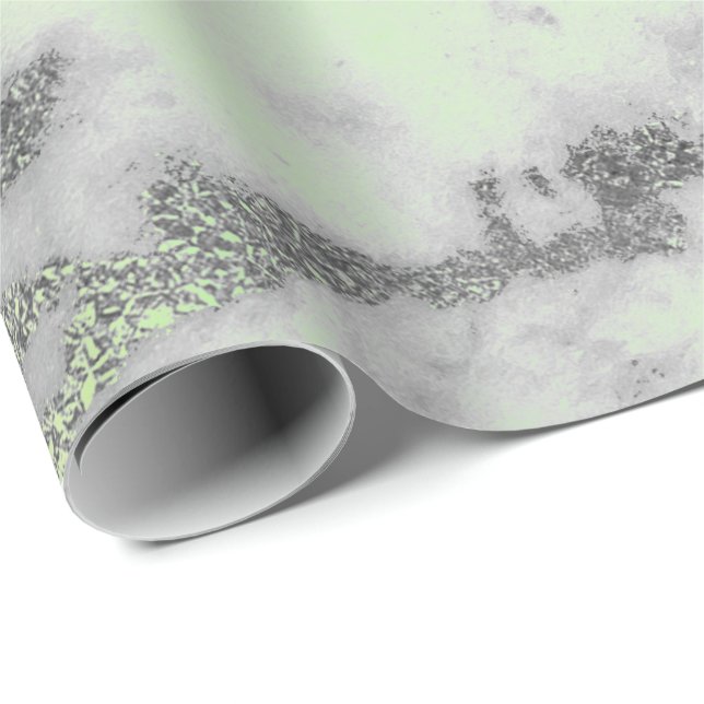 Carrara Marble Mint Green Gray Silver Minimal Wrapping Paper (Roll Corner)
