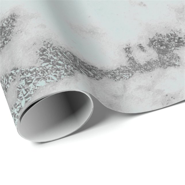 Carrara Marble Tiffany Pale Aqua Gray Silver Wrapping Paper (Roll Corner)
