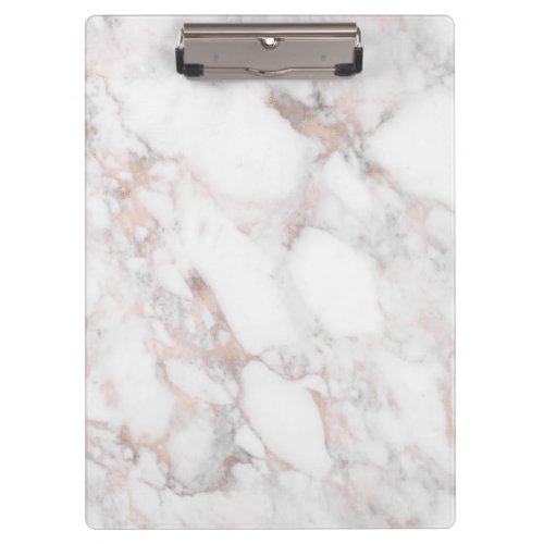 Carrara Marble with Faux Rose Gold Name Badge Clipboard