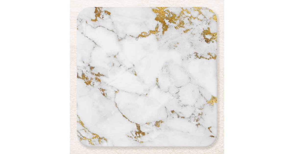Carrara White Gold Marble Gray Square Coasters | Zazzle.com
