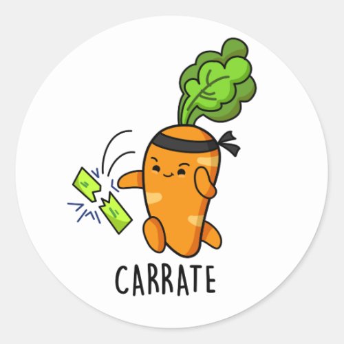 Carrate Funny Carrot Karate Pun  Classic Round Sticker