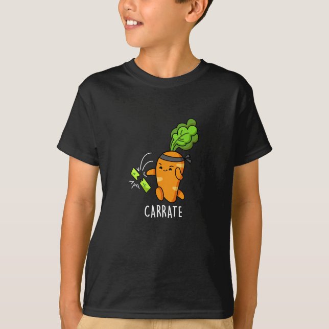 Carrate Funny Carrot Karate Pun Dark BG T-Shirt (Front)