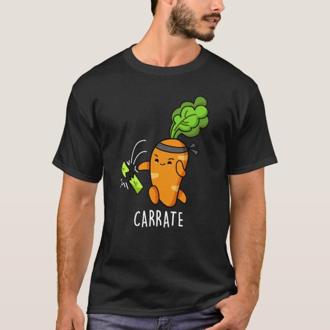 Carrate Funny Carrot Karate Pun Dark BG T-Shirt (Front)