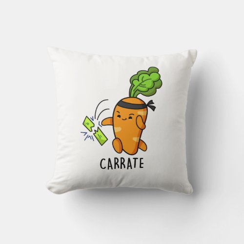 Carrate Funny Carrot Karate Pun  Throw Pillow