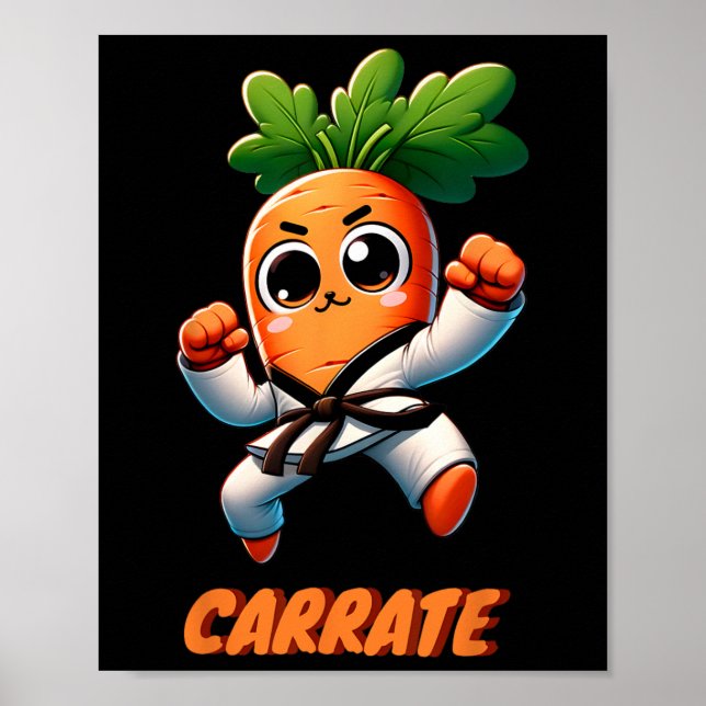 Carrate Karate Carrot Cute And Funny Training Pun  Poster (Front)