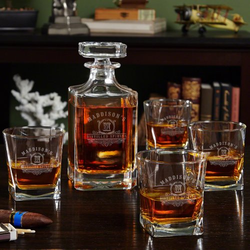 Carraway Monogram Whiskey Glass Set and Decanter