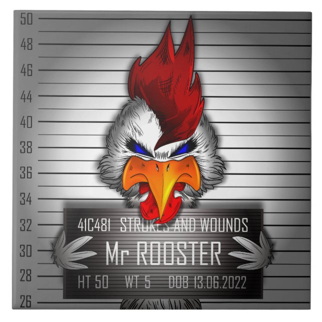 Carreau Mr. Rooster Ceramic Tile (Front)