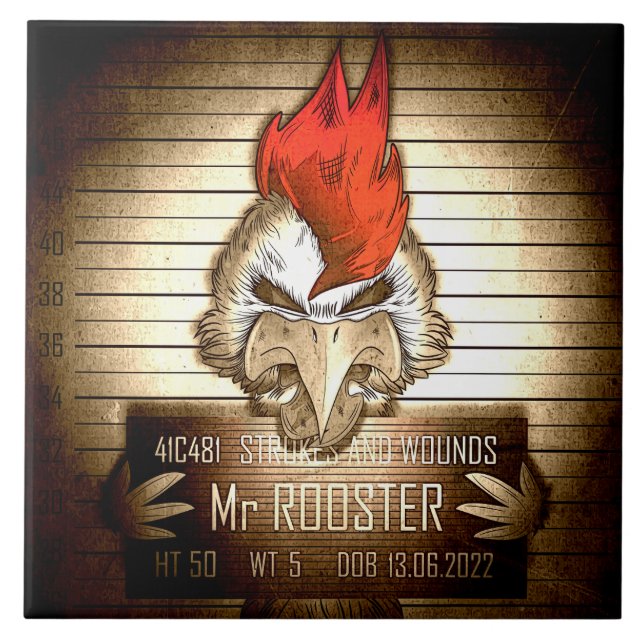 Carreau Mr. Rooster Vintage Ceramic Tile (Front)