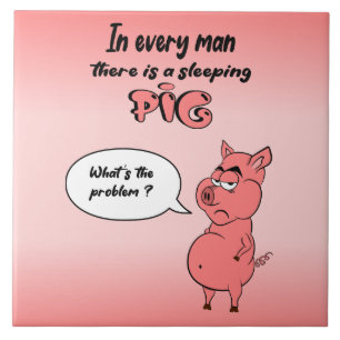 Carreau Ronchon the pig Ceramic Tile