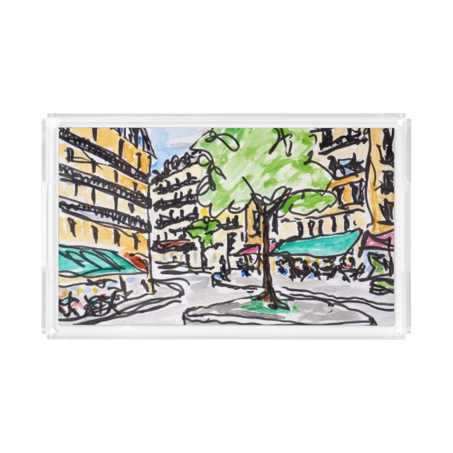 Carrefour de l'Odeon, Paris, France Acrylic Tray (Front)
