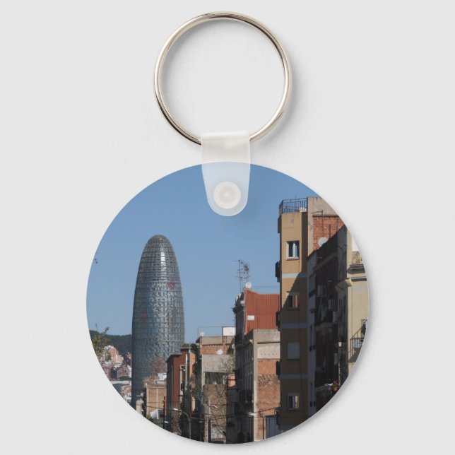 Carrer de Badajoz and Torre Agbar, Barcelona Keychain (Front)