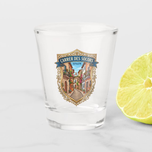 Carrer des Socors Spain Shot Glass (Front)