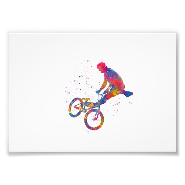 carrera de bicicletas bmx acuarela photo print (Front)