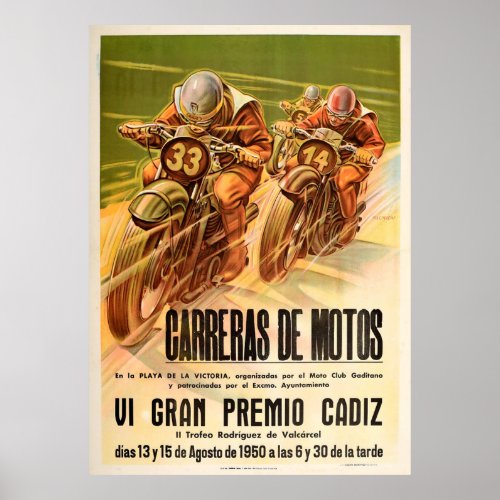 Carreras De Motos VI Gran Premio Cadiz Grand Prix  Poster