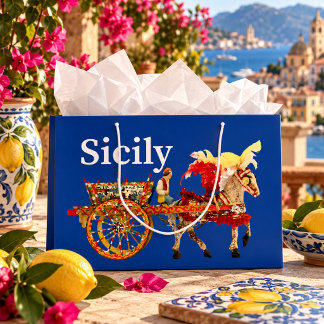 Carretto Siciliano - Traditional Sicilian Blue Large Gift Bag