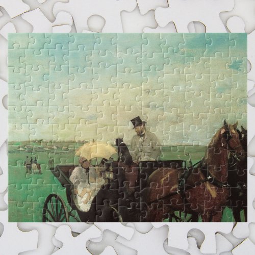 Carriage at the Races by Edgar Degas Vintage Art Jigsaw Puzzle