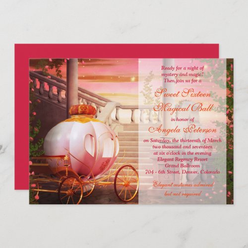 Carriage Castle Fantasy Ball Sweet 16 Birthday Invitation