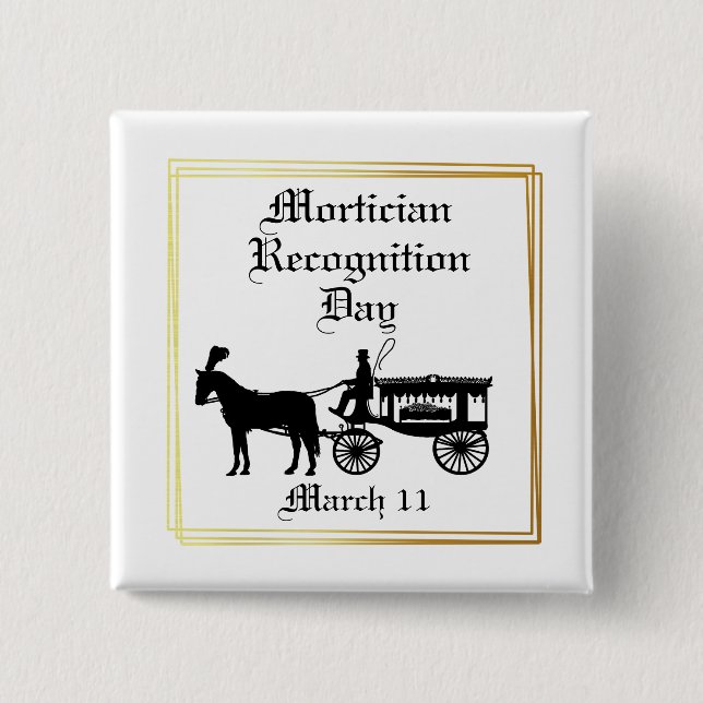 Carriage Hearse Silhouette Mortician Button (Front)