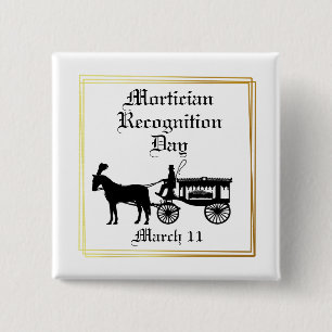 Carriage Hearse Silhouette Mortician Button