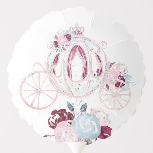 Carriage Pink Silver Glitter Girl  Balloon (Front)