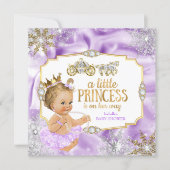Carriage Princess Baby Shower Purple Blonde Invitation (Front)