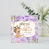 Carriage Princess Baby Shower Purple Blonde Invitation (Standing Front)