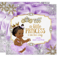 Carriage Princess Baby Shower Purple Ethnic Card