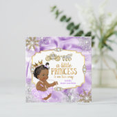 Carriage Princess Baby Shower Purple Ethnic Invitation (Standing Front)