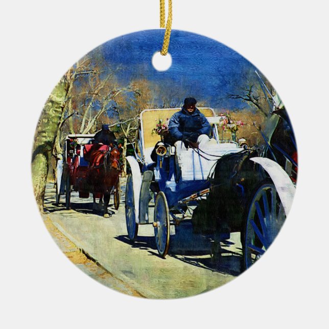 Carriage Ride Central Park Ceramic Ornament (Front)