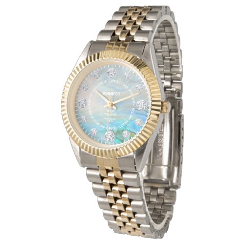 Carribean Agate Diamond Custom Saying Dial Luxury Watch