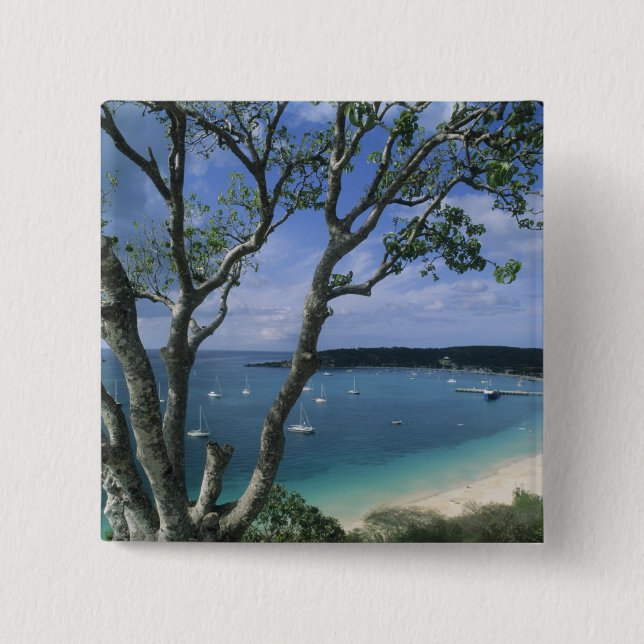 Carribean, Anguilla Island, Road Bay Harbour. Button (Front)