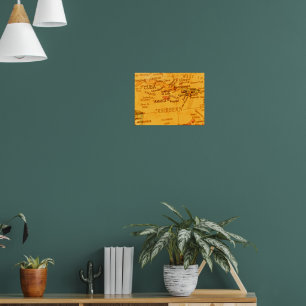 Carribean Map Vintage Poster