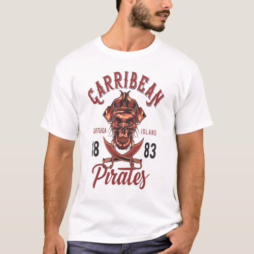 Carribean Pirates TShirt Skull And Bones Pirate Ts