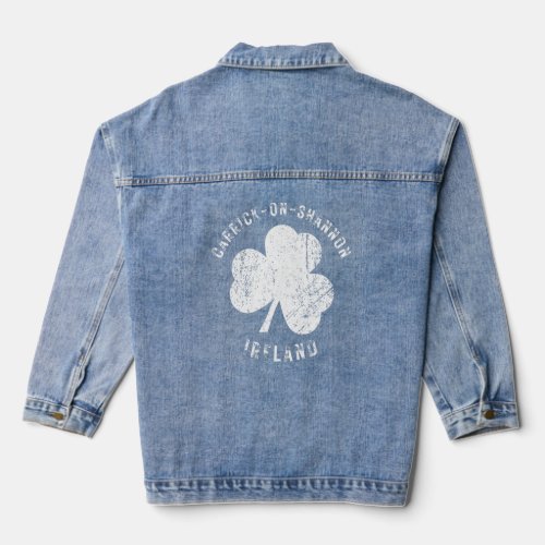 Carrick On Shannon Ireland Vintage Shamrock Distre Denim Jacket