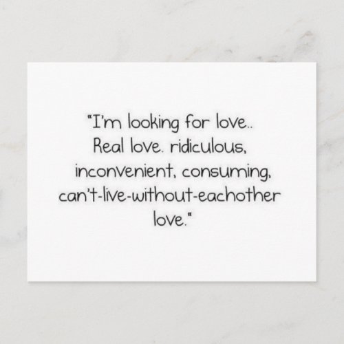 Carrie Bradshaw Im looking for love Postcard