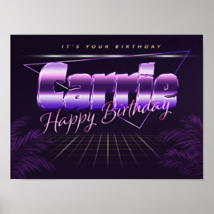 Carrie Name First Name purple retro poster birthda
