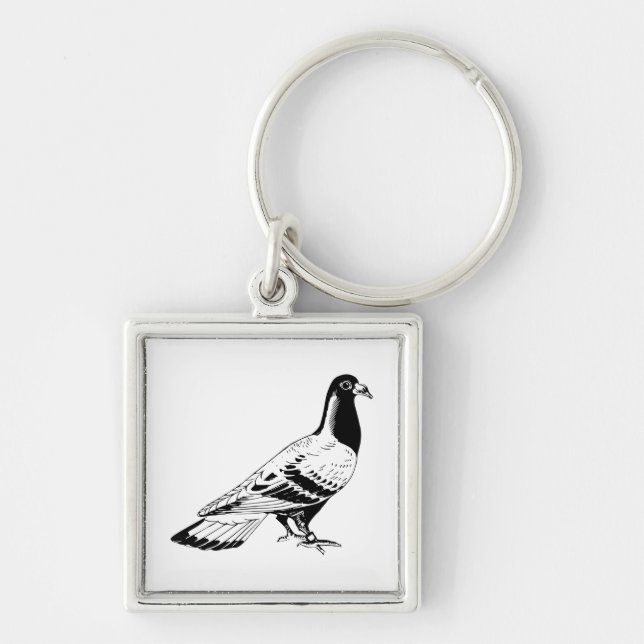 Carrier Pigeon Illustration Keychain (Front)